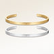 Kæreste-armbånd, par af to bangle armbånd i guld og sølv med indgraverede initialer og hjerte, fra Mon Chou
