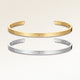 Kæreste-armbånd, par af to bangle armbånd i guld og sølv med indgraverede initialer og hjerte, fra Mon Chou