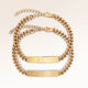 Couples bracelets, pair of two bar bracelets in gold with personalized engraving, from Mon Chou