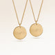 Friendship necklaces, pair of two round necklaces in gold with personalized engraving, from Mon Chou