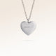 Personalized heart-shaped silver necklace with space for engraving of text, coordinates or handwriting on the front and back