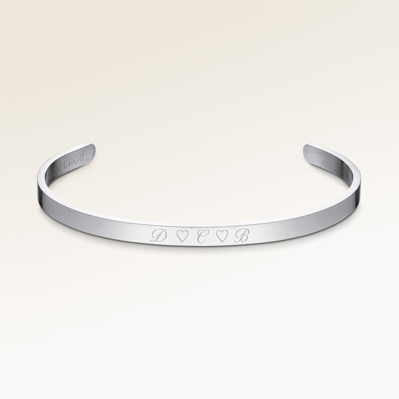 Bangle armbånd i sølv med blank yderside, plads til personlig indgravering