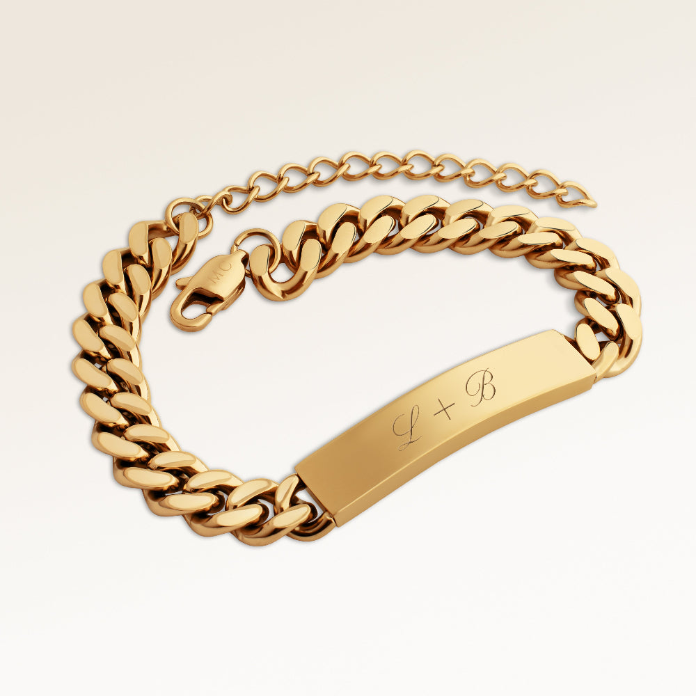 Bar Armbånd 8mm Til Mænd - Indgravering (Guld)