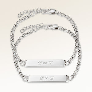 Veninde-armbånd, par af to bar armbånd i sølv med personlig indgravering, fra Mon Chou