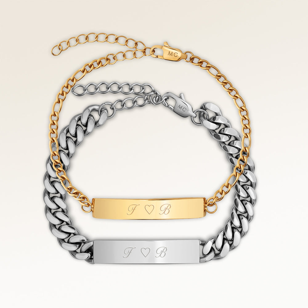 Kæreste Armbånd - Bar Armbånd 5mm + 8mm (Guld & Sølv)