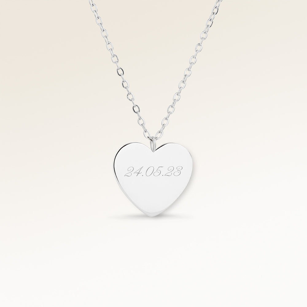 Hjerteformet Halskæde - Indgravering (Sølv)