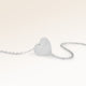 Heart-shaped silver necklace without engraving with smooth surface, ready for personalized engraving on back