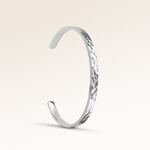 Personalized bangle silver bracelet with space for engraving of text or coordinates